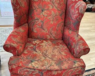 #15 - $140 - High Point NC Wing back red velvet chair 42x29x34
