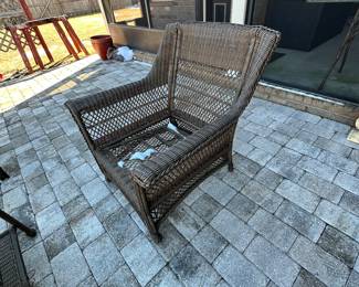 #113 - $ 250- 5 piece vinyl lawn chairs with cushions 35Hx29wx35d
