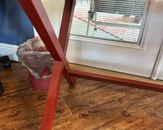 #57 - $160 - Campaign red style desk/table 3 drawers 30x44x20