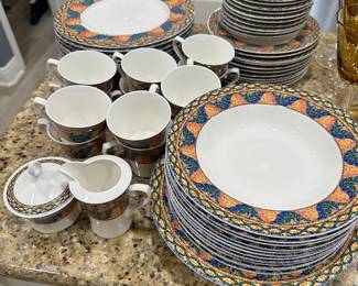 #42 - $150 - Mikasa Ultima Sao Paulo HK700 set of china 13 dinner plates/11 salad/dessert plates/12 soup bowls /12 cups & saucers/ 4 serving pieces 