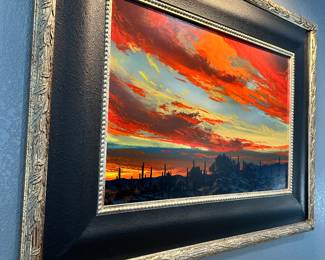 #1 - $3,600 - Dale Terbush (b-1948) acrylic painting of desert sunset 40x52