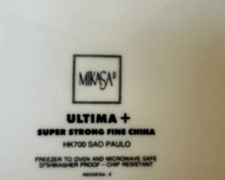 #42 - $150 - Mikasa Ultima Sao Paulo HK700 set of china 13 dinner plates/11 salad/dessert plates/12 soup bowls /12 cups & saucers/ 4 serving pieces 

