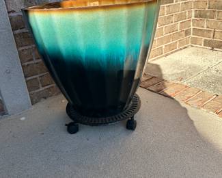 #112 - $50 each - green planters with the roller bottoms 20 1/2x19 1/2