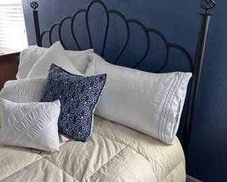 61A - $150 - Queen wrought iron bed Restonic mattress 54'
