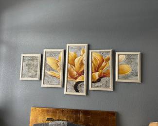 #41- $56 - 5 panels decorative art - yellow flower -34Tmax x overall 6'
