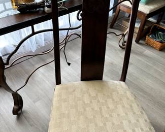 #39 - $500 - Bernhardt Asian dining set 5'table w/18"x2 leaves - 8' with leaves x 40Wx29H with 6 dinning chairs - 2 arm chairs - 4 regular chairs