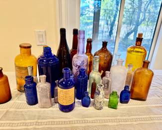 Antique glass bottles apothecary 
