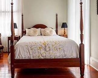Ethan Allen 4-Post Bed with mattress and bedding, excellent condition: $1200
