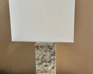 Stunning "Perla" 31" Mother of Pearl Mosaic Table Lamp, Two Available.  