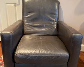 Detailed View of One of the Two Leather Natuzzi Italsofa Espresso Leather Recliners. 36"W x 34"D x 36"H.