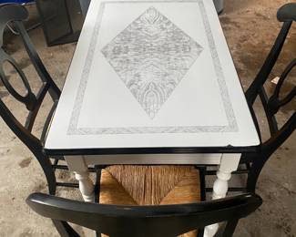 1930's Rare Porcelain Enamel Top Dining Table with Optional Extensions on Either Side, 45"W x 40"D x 31"H