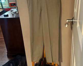 Classic Joesph Abboud Khaki Suit Separates Shown with Brand New Bass Flex Leather Penny Loafers, size 27.