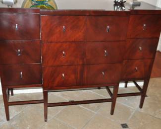 Up Close View of the Stunning Bolier Rosenau 9 Drawer Mahogany Chest, 55"W x 20.25"D x 41"H.