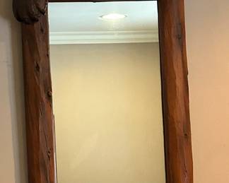 Vintage Hand Made Wooden and Plaster Bear Mirror, 20"W x 40.75".