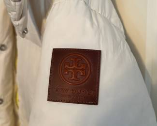 Tory Burch Logo on Down Hooded Jacket.