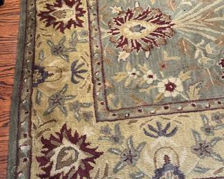 Beautiful Pottery Barn Hand Tufted 100% Wool Rug, Camel, Sage Green, Ivory and Maroon, 8'1" x 10'1".