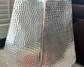 Hammered Silver Metal Hexagon Accent Table, 21"Dx21"H. Two Available