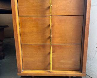 Rare Mid-Century Modern Kent Coffey Ash and Brass 3-Drawer Bedside Table "The Sequence", 18"W x 20" x 30.25"H