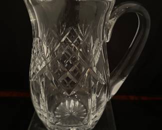Vintage 1962 Waterford Crystal Pitcher Number 410-286, with Ice Lip.  Pattern is in a Criss-Cross Fan Pattern.