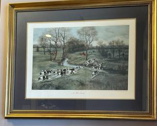 Framed and Matted Print of Vintage Engraving "A Hot Scent" by Louis Wolff & Co after George Derville Rowlandson.  35.5”x28”