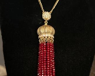 Chandelier Crown Necklace with Glittering Tassels.
