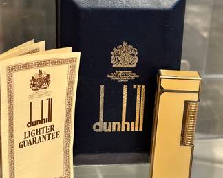 Exquisite Dunhill Rollagas Yellow Lighter from the 1980's with a 24k Gold Finish.