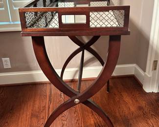 Side View of the Barbara Baker Bar Table and Tray.