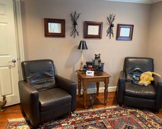 Perfect Sitting Area Featuring Natuzzi Brown Leather Recliners, Pottery Barn Furniture and Pottery Barn Kids "Ashby Frame", Crate and Barrel Iron Candle Holders plus much more!