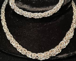 Beautiful Sterling Silver Italian Made Necklace and Matching Bracelet.