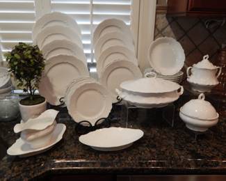 Elegant Set of Vintage Cottage Core O&E Royal Austria China Four Piece Place Setting for Six Including Serving Pieces.