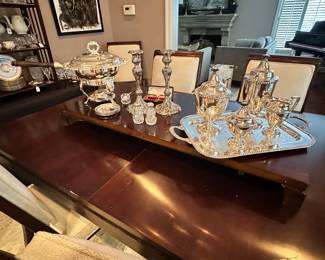 Beautiful Antique Silver Tea Set, Candlesticks & Serving Pieces!