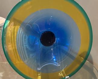 Stunning Contemporary Studio Art Glass Signed 13” Centerpiece Bowl by Alonso Gonzalez for Nouvel Studios.