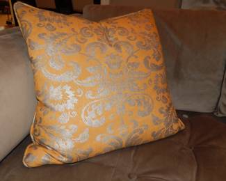 Up Close Detail of the Elegant Silk Down Decorative Pillow, 20" Square.
