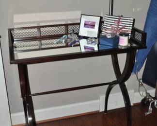 Absolutely Spectacular Vintage Barbara Barry for Baker Drinks Table with Removable Mirrored Serving Tray, 38"W x 18.25"D x 38.5"H, Shown with Some Lovely Accessories.