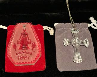 Waterford Crystal Cross and 1991 Commemorative Pendant.