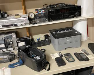 Camcorder, laser printer, Yamaha reciever/amplifier