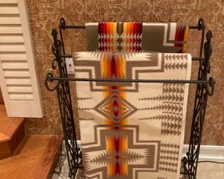 Quilt holder, Indian blankets 