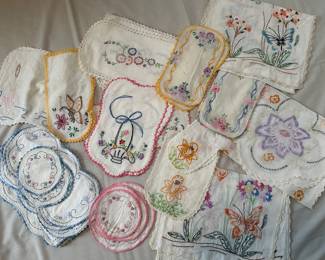 Hand made Embroidered Linens 