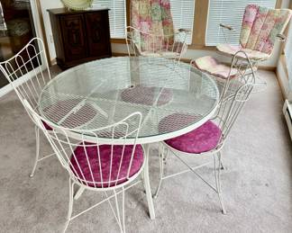 Vintage glass top table 4 chairs