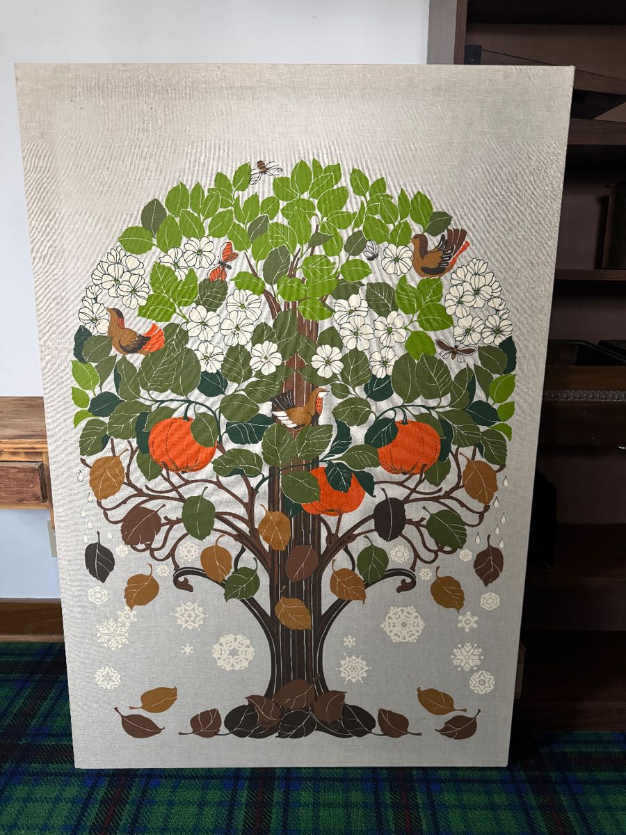 Approximately 54” x 38”
Seasons Tree Print on Cloth by Toni Hermansson for Almedahls, Sweden, 1960’s