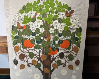 Approximately 54” x 38”
Seasons Tree Print on Cloth by Toni Hermansson for Almedahls, Sweden, 1960’s