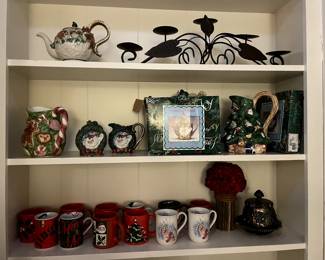 Christmas tea pots, pitchers and mugs