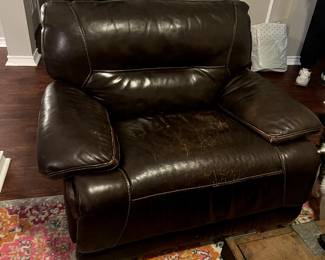 Brown leather recliner