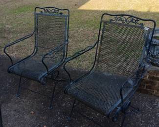 #131	Set of 2 Black Wrought Iron Bouncy Chairs	 $50.00 

