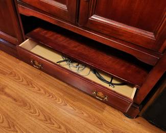 #66	Laminate wood-look Entr. Center w/1 glass Side Door (door as is) 2 wood Doors and 1 drawer - 55x18x54 - You Move	 $40.00 
