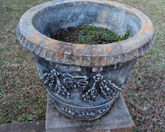 #139	Concrete Round Planter -14" tall - repaired crack	 $25.00 
