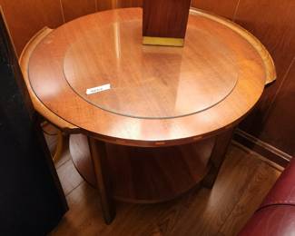 #63	Lane Round MCM End Table - 26x20 w/glass protect 	 $275.00 
