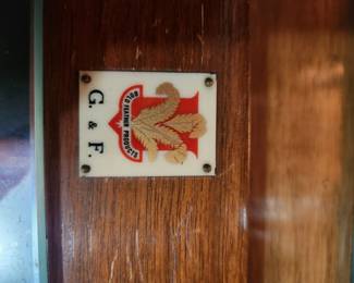 #72	G & F Gold Feather Products Antique Burl Wood Drop Front ,lift-top Cabinet lighted w/2 wood Doors & 1 curved Shelf - 29x15 47T	 $275.00 