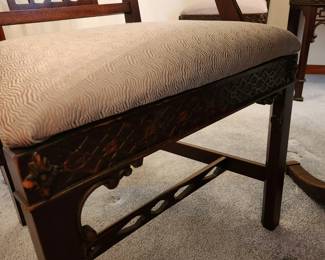 #28	Duncan Phyffe Double Pedestal Table w/6 Chairs  w/Brass Feet- 59x40x29 - Small Finishes Issues on Top	 $250.00 
