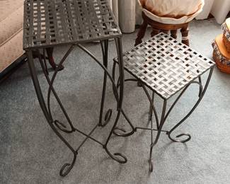 #154	Set of  2 Metal Plant Stands - 10 sq x 27T, 10sq x 20	 $35.00 
